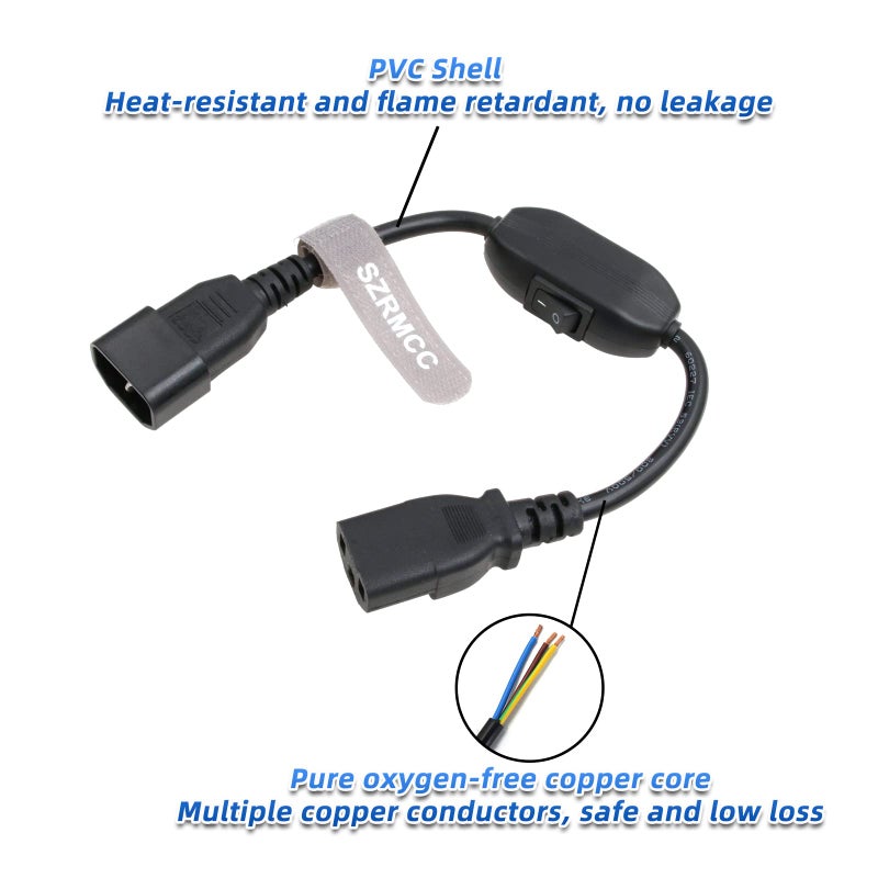 SZRMCC Power Cord Cable IEC 320 C14 to C13 PDU UPS Power Extension Cable with On Off Switch 10A (1pcs) - Image 4